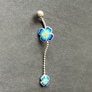 Dangling Blue Flower 🌸 Belly Button Ring